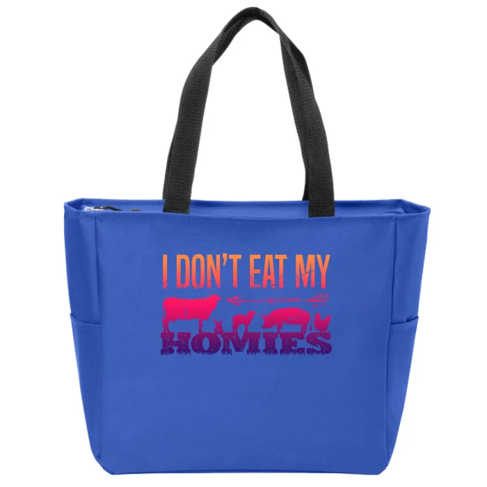 I Dont Eat My Homies Cute Gift Vegans Vegetarian Vegan Meaningful Gift Zip Tote Bag