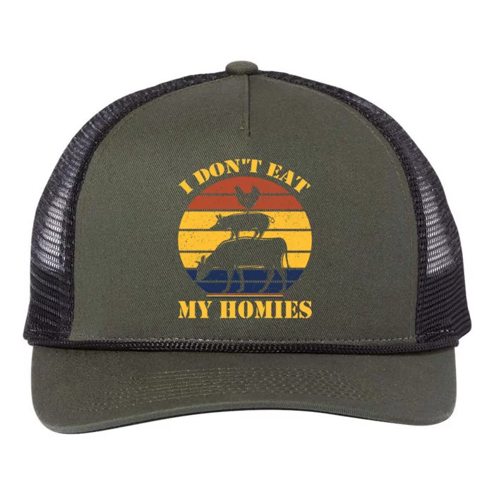 I Dont Eat My Homies Vegan Cool Vegetarian Animal Gift Retro Rope Trucker Hat Cap