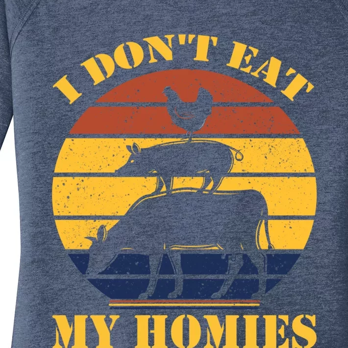 I Dont Eat My Homies Vegan Cool Vegetarian Animal Gift Women's Perfect Tri Tunic Long Sleeve Shirt