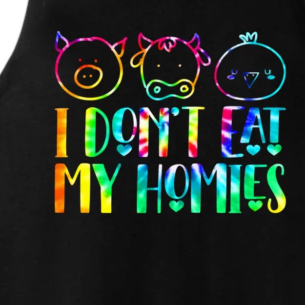 I Dont Eat My Homies Vegan Tie Dye Animals Lover Vegetarian Gift Ladies Tri-Blend Wicking Tank