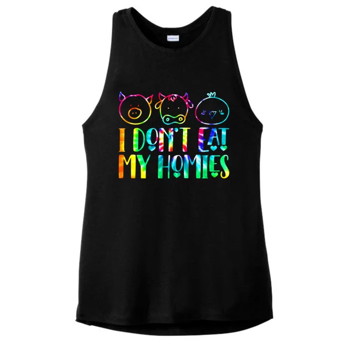 I Dont Eat My Homies Vegan Tie Dye Animals Lover Vegetarian Gift Ladies Tri-Blend Wicking Tank