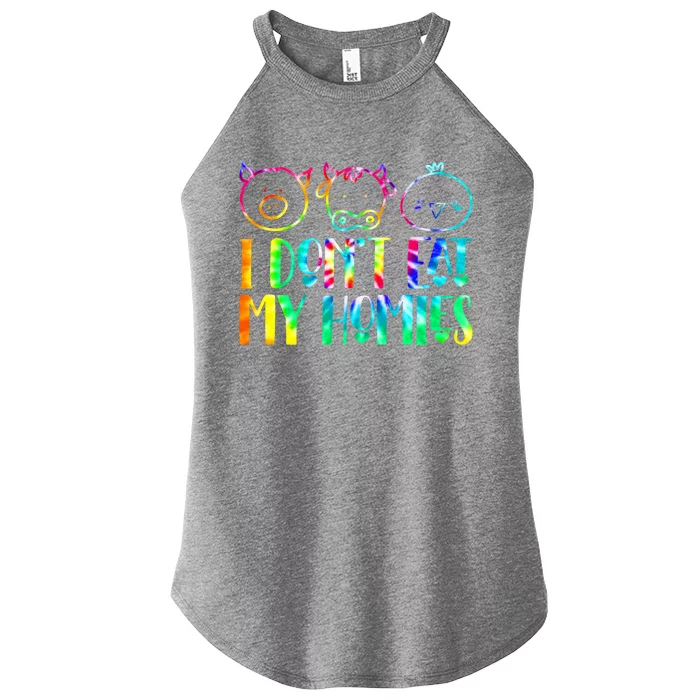 I Dont Eat My Homies Vegan Tie Dye Animals Lover Vegetarian Gift Women’s Perfect Tri Rocker Tank