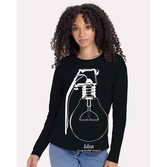 Idea Is A Powerful Weapon Light bulb Grenade Womens Cotton Relaxed Long Sleeve T-Shirt