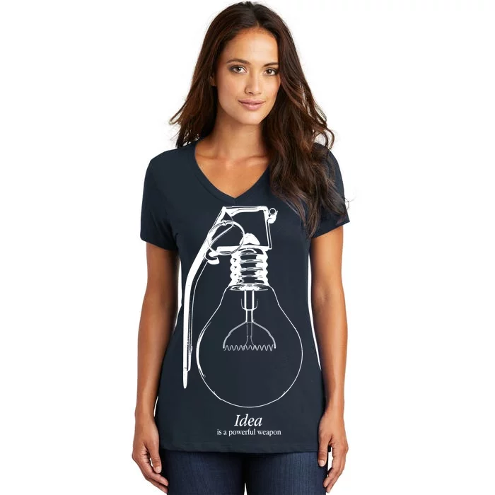 Idea Is A Powerful Weapon Light bulb Grenade Women's V-Neck T-Shirt