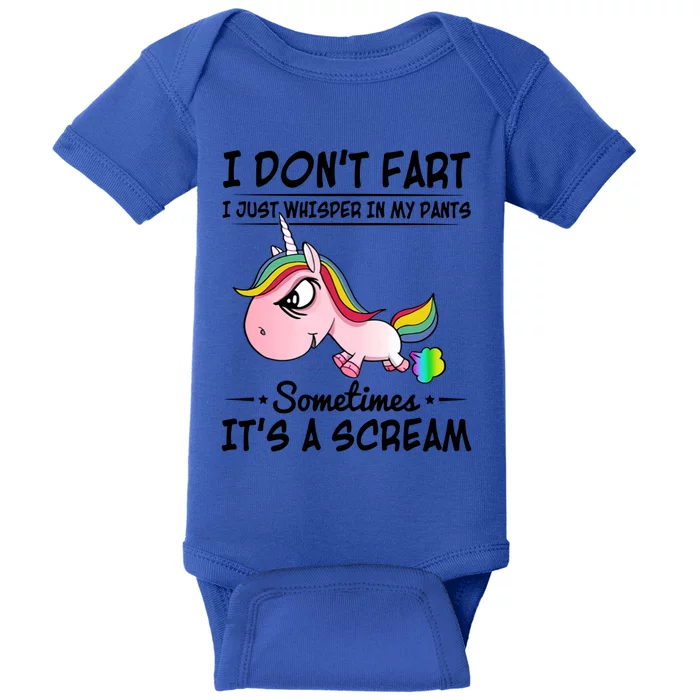 I Don't Fart I Just Whisper Unicorn Funny Gift Baby Bodysuit