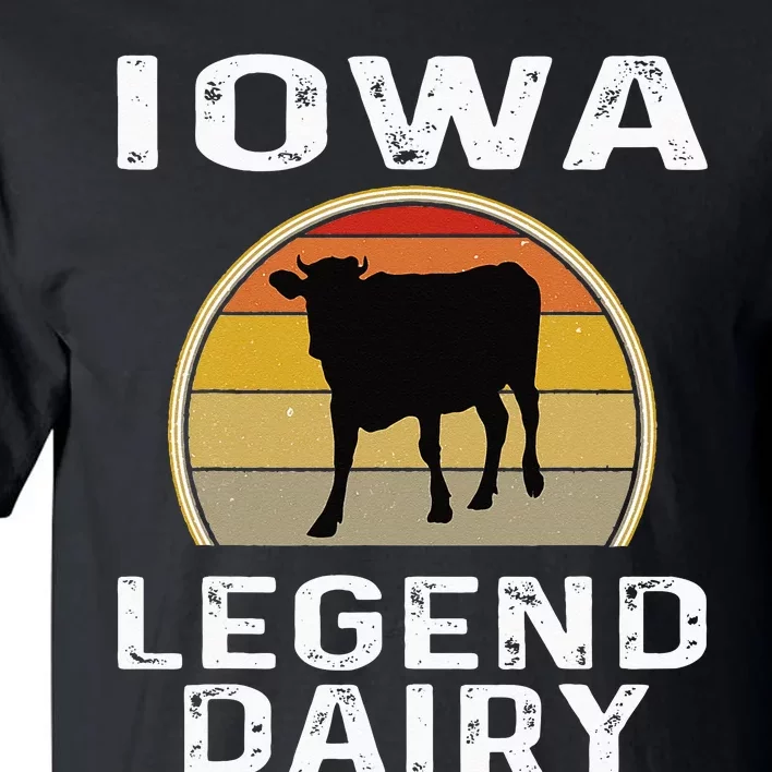 Iowa Dairy Farmer Legend Dairy Cow Cattle Funny Retro Sunset Tall T-Shirt