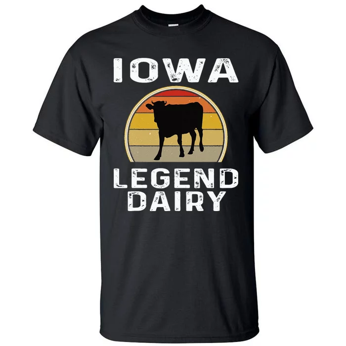 Iowa Dairy Farmer Legend Dairy Cow Cattle Funny Retro Sunset Tall T-Shirt