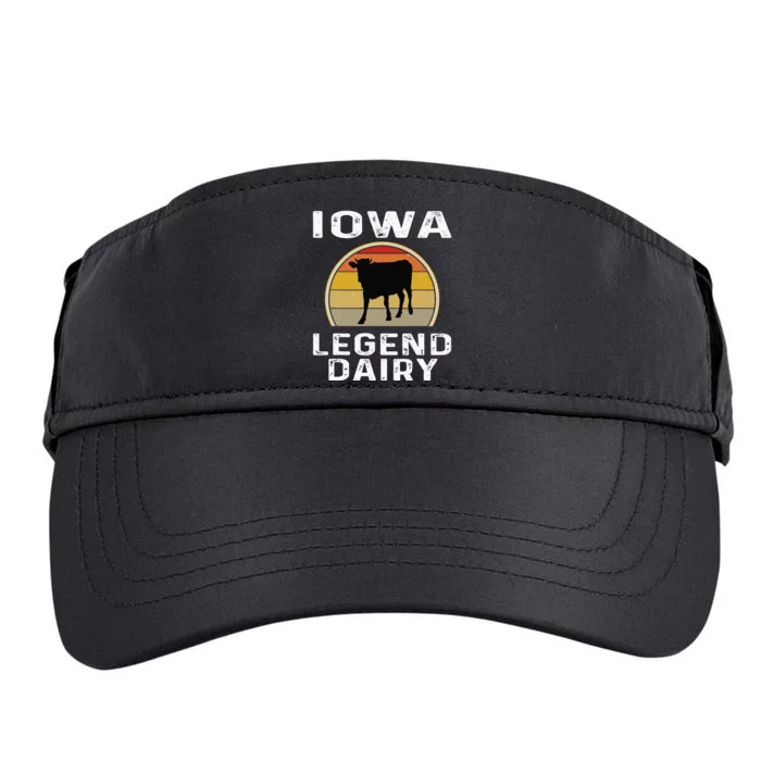 Iowa Dairy Farmer Legend Dairy Cow Cattle Funny Retro Sunset Adult Drive Performance Visor