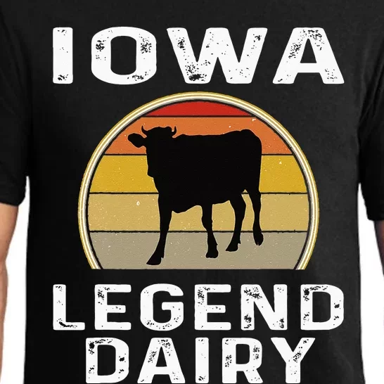 Iowa Dairy Farmer Legend Dairy Cow Cattle Funny Retro Sunset Pajama Set