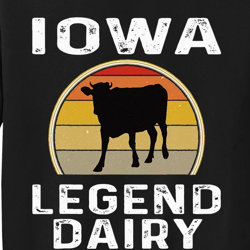 Iowa Dairy Farmer Legend Dairy Cow Cattle Funny Retro Sunset Tall Sweatshirt