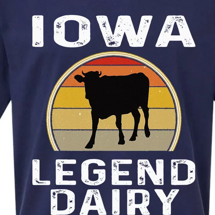 Iowa Dairy Farmer Legend Dairy Cow Cattle Funny Retro Sunset Sueded Cloud Jersey T-Shirt