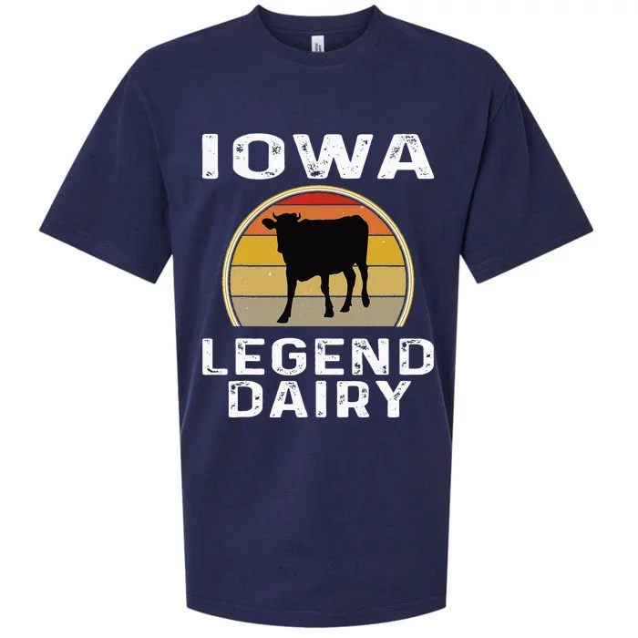 Iowa Dairy Farmer Legend Dairy Cow Cattle Funny Retro Sunset Sueded Cloud Jersey T-Shirt