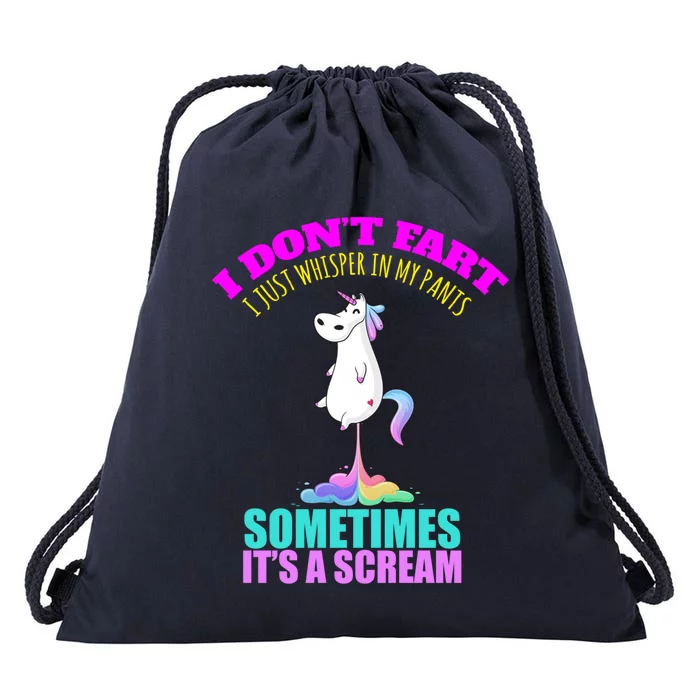 I Don't Fart I Funny Unicorn Rainbow Fart Cool Gift Drawstring Bag