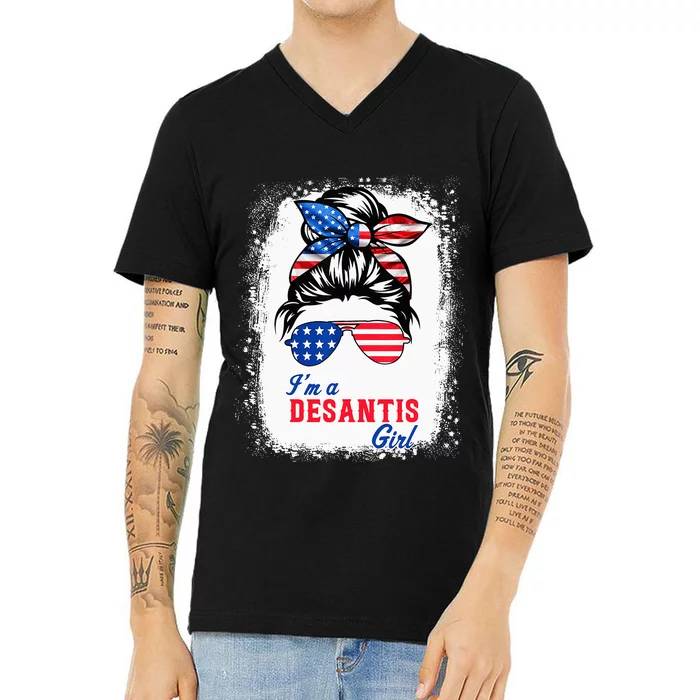 I'm Desantis Florida Governor 2024 US American Flag V-Neck T-Shirt