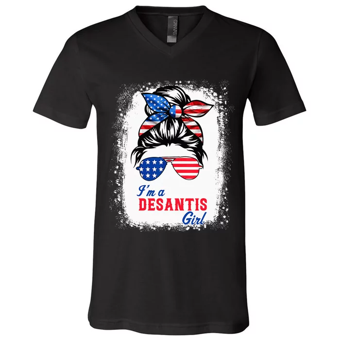 I'm Desantis Florida Governor 2024 US American Flag V-Neck T-Shirt