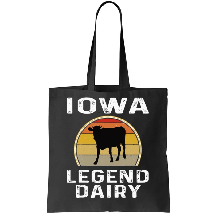 Iowa Dairy Farmer Legend Dairy Cow Cattle Funny Retro Sunset Tote Bag