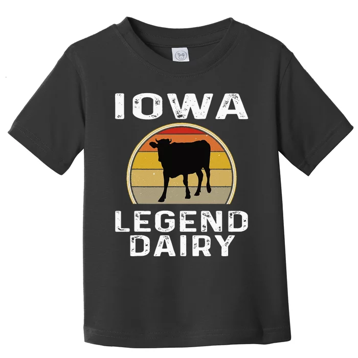 Iowa Dairy Farmer Legend Dairy Cow Cattle Funny Retro Sunset Toddler T-Shirt