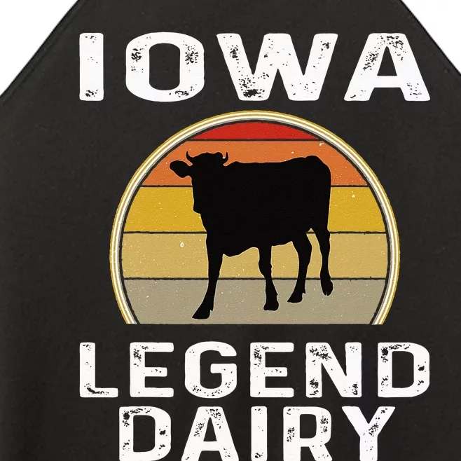 Iowa Dairy Farmer Legend Dairy Cow Cattle Funny Retro Sunset Women’s Perfect Tri Rocker Tank