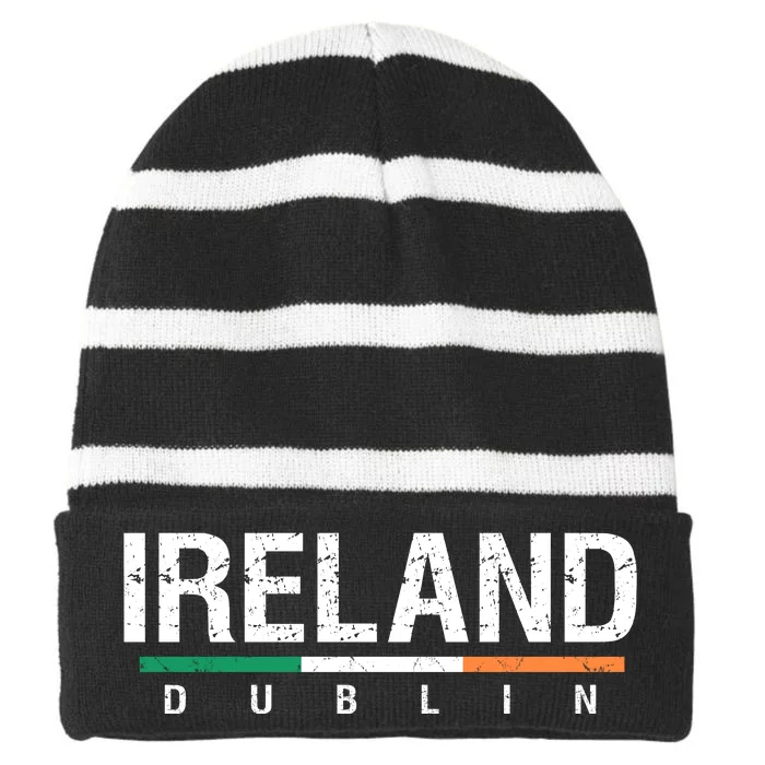 Ireland Dublin Flag Striped Beanie with Solid Band