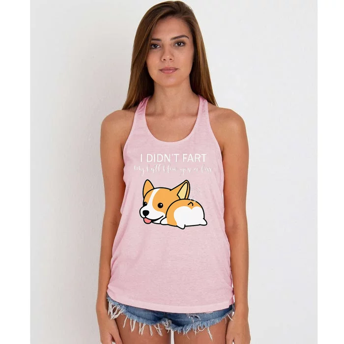 I Didnt Fart My Butt Blew You A Kiss Funny Corgi Dog Women's Knotted Racerback Tank