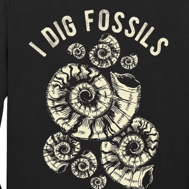 I Dig Fossils Ammonite Fossil Tall Long Sleeve T-Shirt