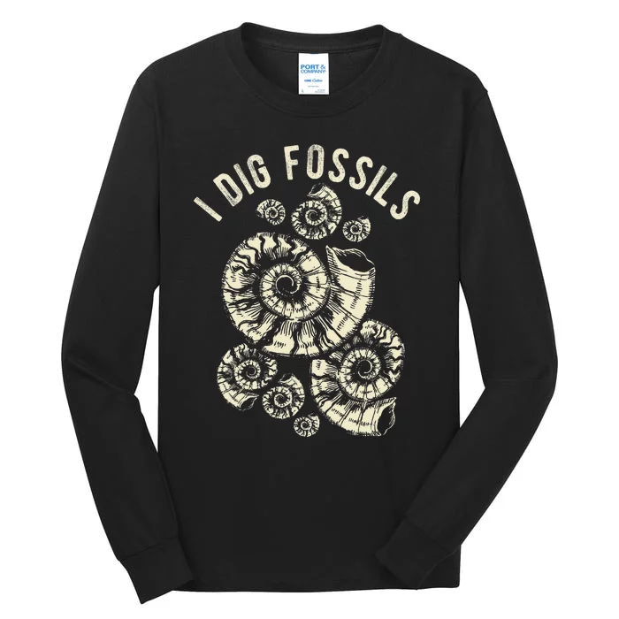 I Dig Fossils Ammonite Fossil Tall Long Sleeve T-Shirt