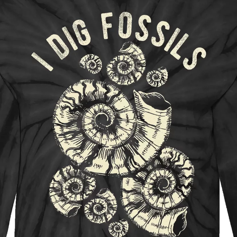 I Dig Fossils Ammonite Fossil Tie-Dye Long Sleeve Shirt