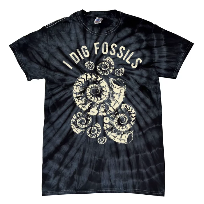 I Dig Fossils Ammonite Fossil Tie-Dye T-Shirt