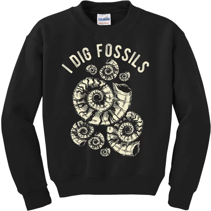 I Dig Fossils Ammonite Fossil Kids Sweatshirt