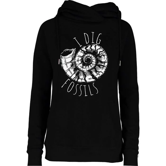 I Dig Fossils Ammonite Fossil Paleontology Womens Funnel Neck Pullover Hood