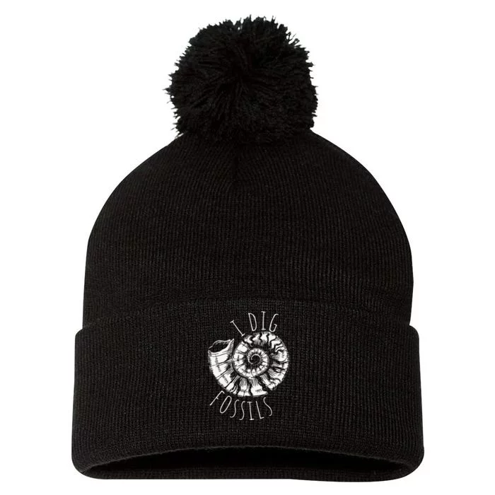 I Dig Fossils Ammonite Fossil Paleontology Pom Pom 12in Knit Beanie