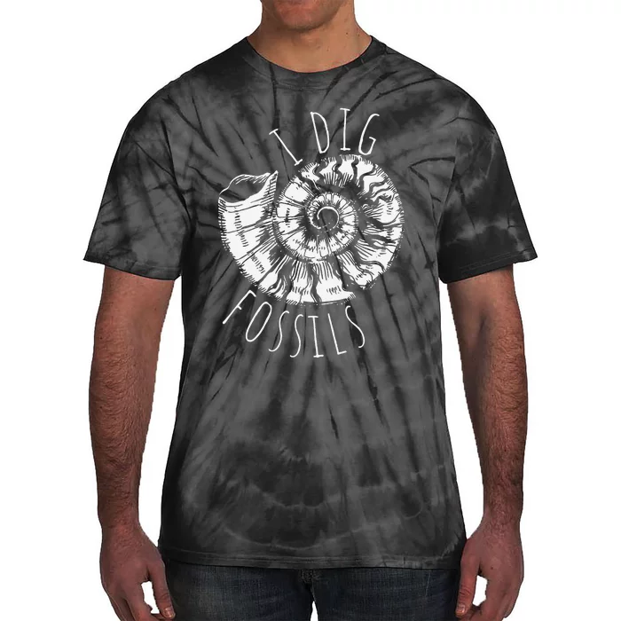 I Dig Fossils Ammonite Fossil Paleontology Tie-Dye T-Shirt