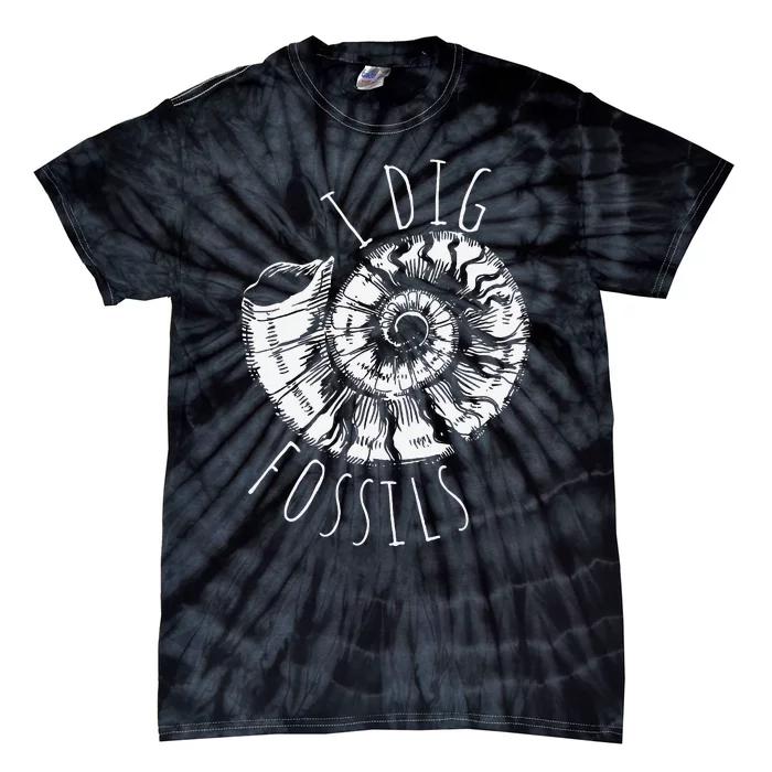 I Dig Fossils Ammonite Fossil Paleontology Tie-Dye T-Shirt