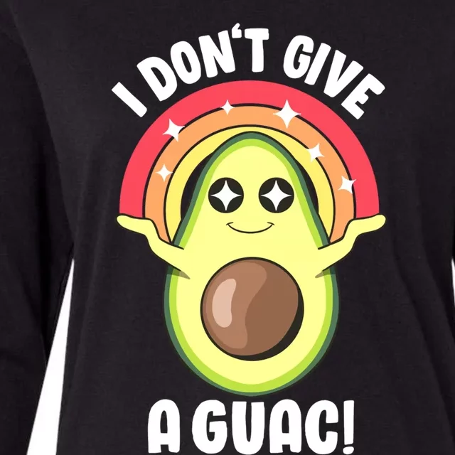 I Dont Give A Guac Cute Love Avocado Guacamole Funny Vegan Gift Womens Cotton Relaxed Long Sleeve T-Shirt