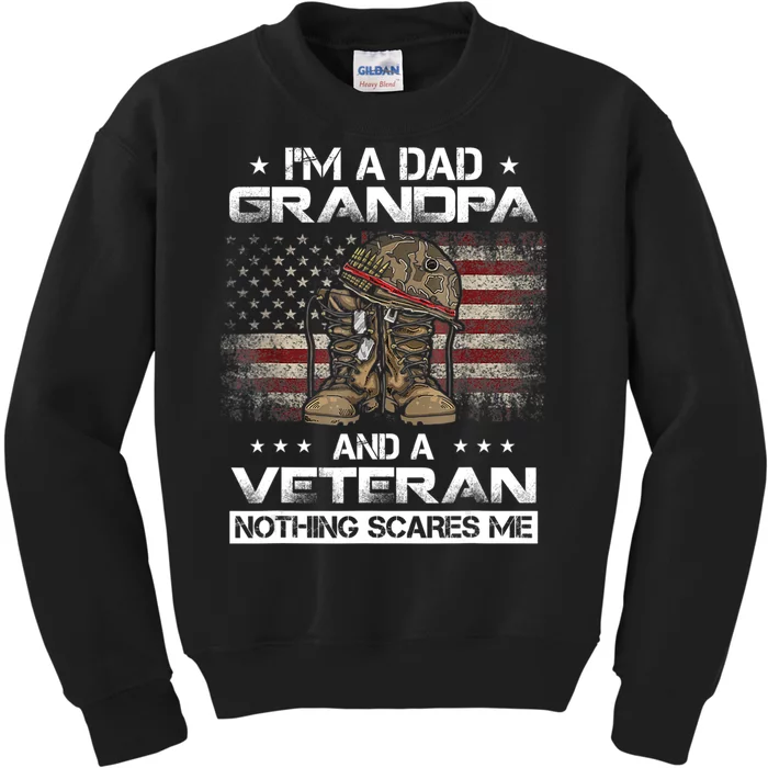 I'm Dad Grandpa And A Veteran Proud Us Grandpa Dad Veteran Kids Sweatshirt