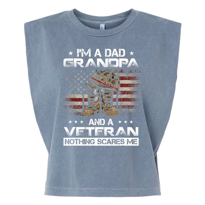 I'm Dad Grandpa And A Veteran Proud Us Grandpa Dad Veteran Garment-Dyed Women's Muscle Tee