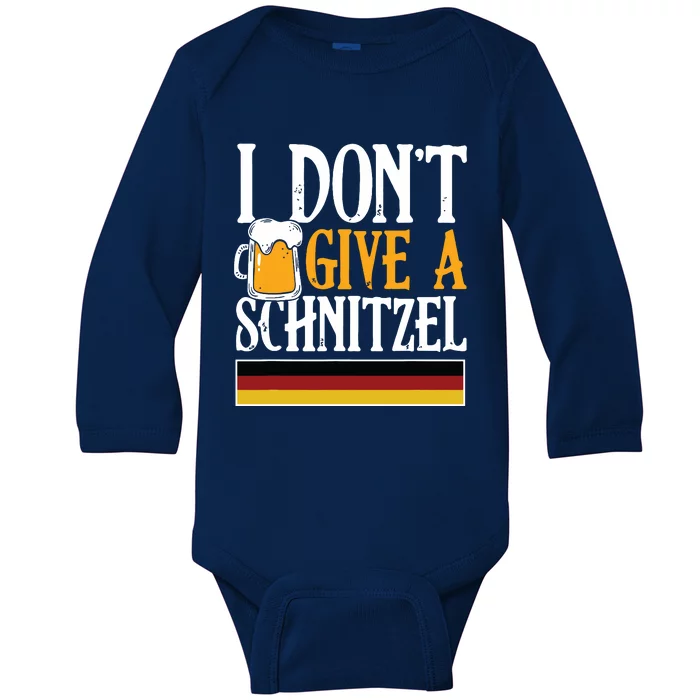 I Dont Give A Schnitzel German Beer Wurst Funny Oktoberfest Baby Long Sleeve Bodysuit