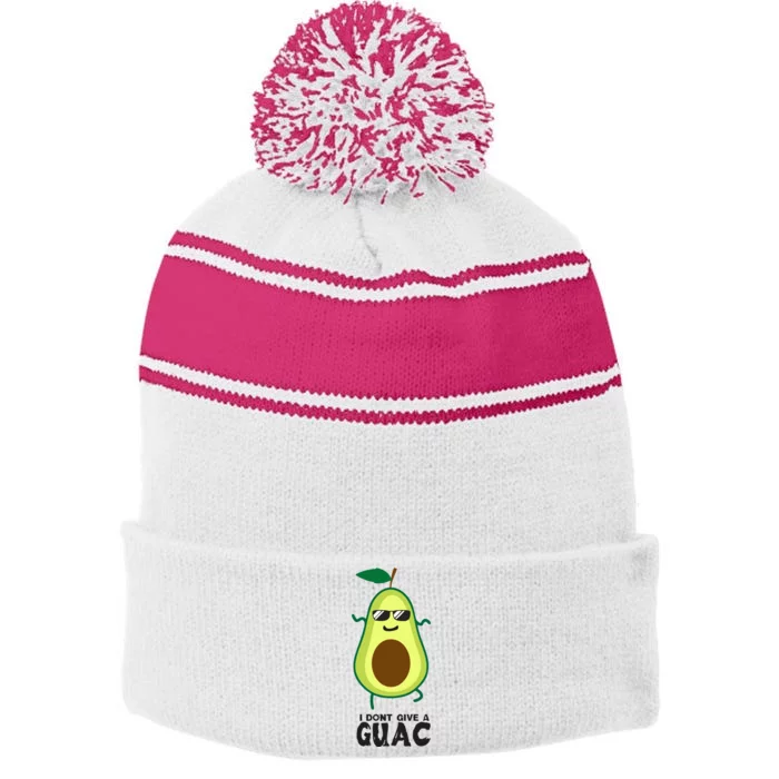 I Dont Give A Guac Funny Avocado Guacamole Vegan Gift Stripe Pom Pom Beanie