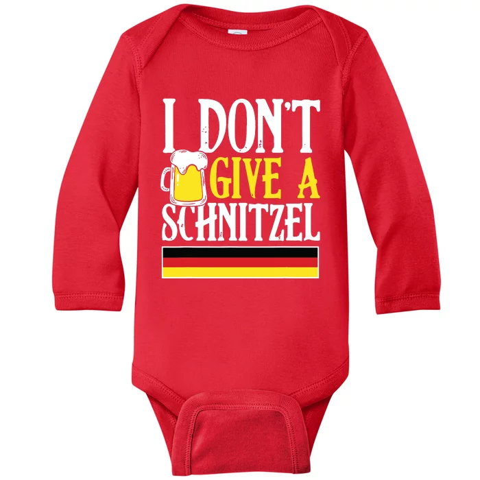 I DonT Give A Schnitzel German Beer Wurst Funny Oktoberfest Baby Long Sleeve Bodysuit