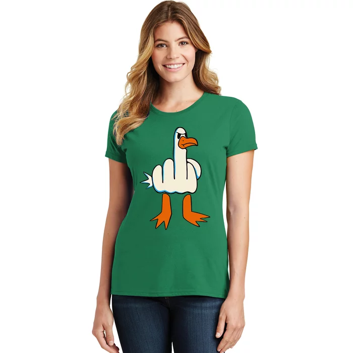 I DonT Give A Duck Middle Finger Funny Offensive Rude Women's T-Shirt