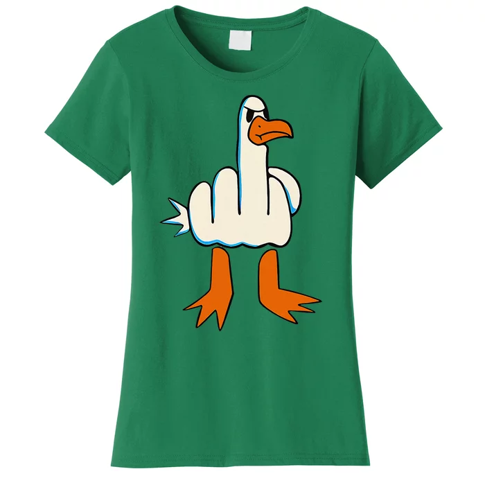 I DonT Give A Duck Middle Finger Funny Offensive Rude Women's T-Shirt