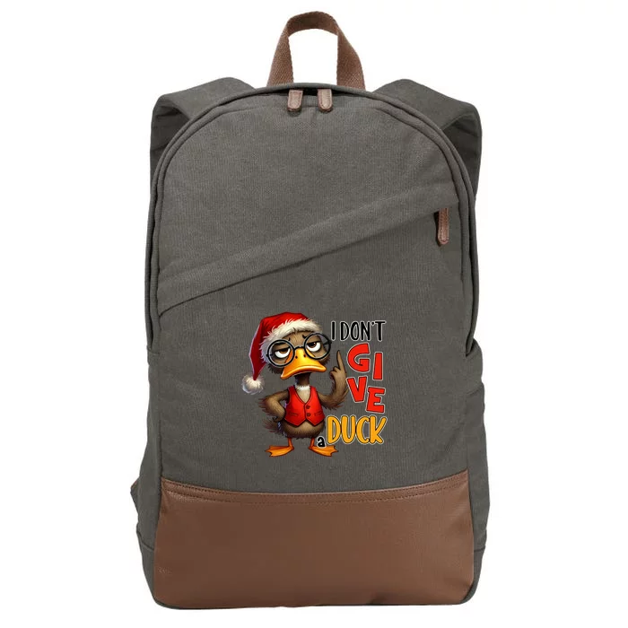 I Dont Give A Duck Funny Sarcastic Grumpy Duck Christmas Cotton Canvas Backpack