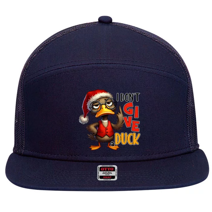 I Dont Give A Duck Funny Sarcastic Grumpy Duck Christmas 7 Panel Mesh Trucker Snapback Hat