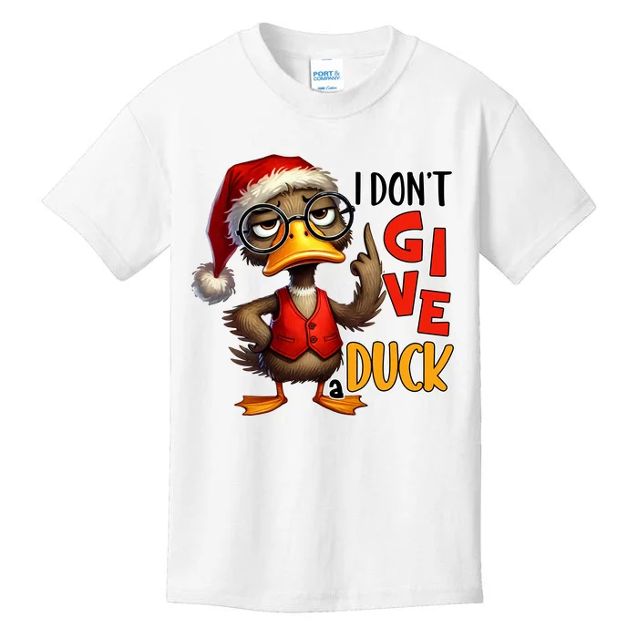 I Dont Give A Duck Funny Sarcastic Grumpy Duck Christmas Kids T-Shirt