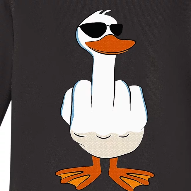 I DonT Give A Duck Funny Middle Finger Offensive Rude Duck Baby Long Sleeve Bodysuit