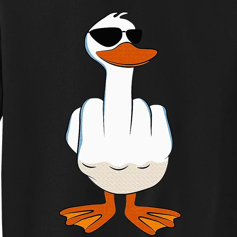 I DonT Give A Duck Funny Middle Finger Offensive Rude Duck Tall Sweatshirt