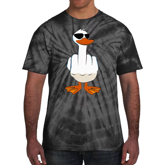 I DonT Give A Duck Funny Middle Finger Offensive Rude Duck Tie-Dye T-Shirt