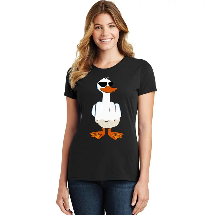 I DonT Give A Duck Funny Middle Finger Offensive Rude Duck Women's T-Shirt