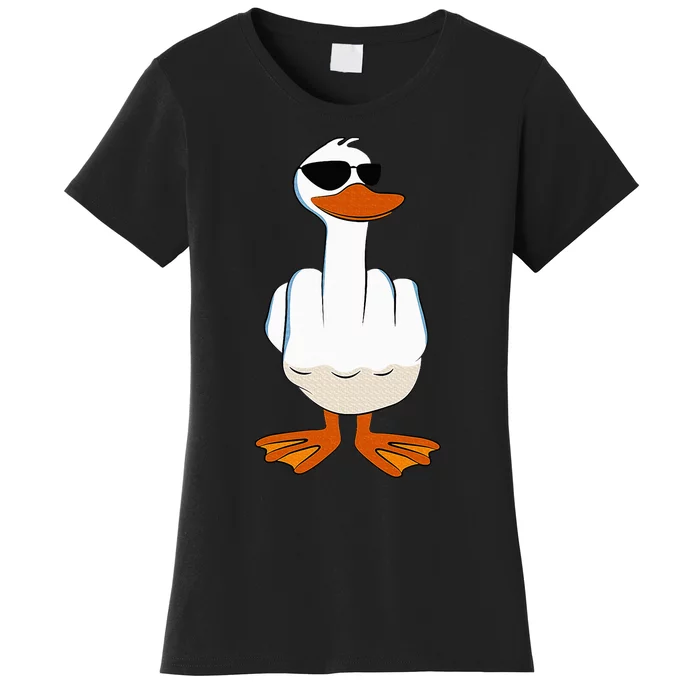 I DonT Give A Duck Funny Middle Finger Offensive Rude Duck Women's T-Shirt