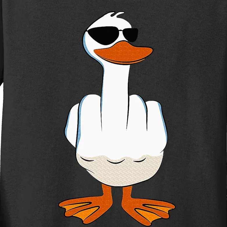 I DonT Give A Duck Funny Middle Finger Offensive Rude Duck Kids Long Sleeve Shirt